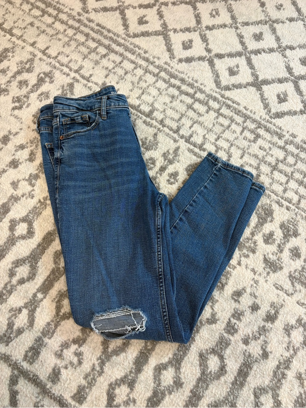 Old Navy Blue Skinny Jeans with Knee Distress